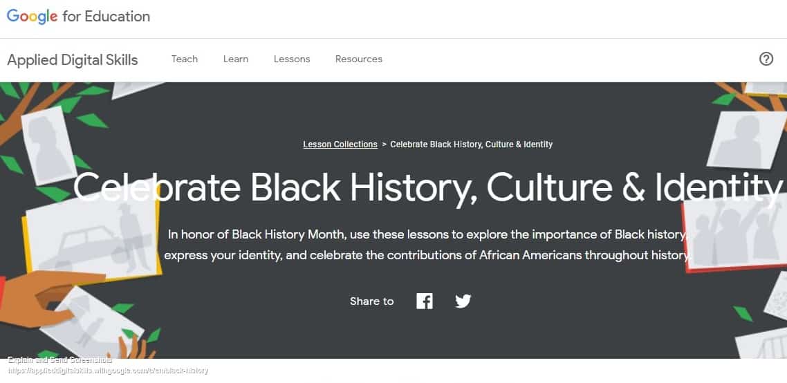 Image of Applied Digital Skills black history page