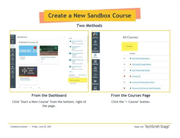 Two ways to create a course