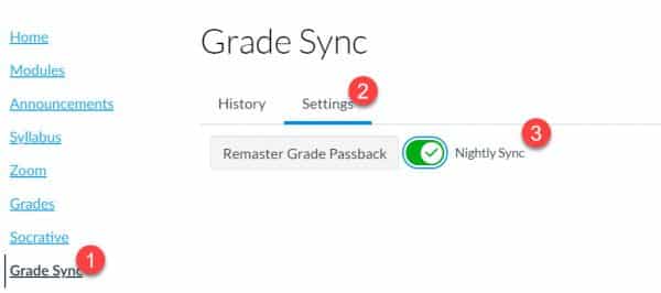 Steps for setting up grade sync each night