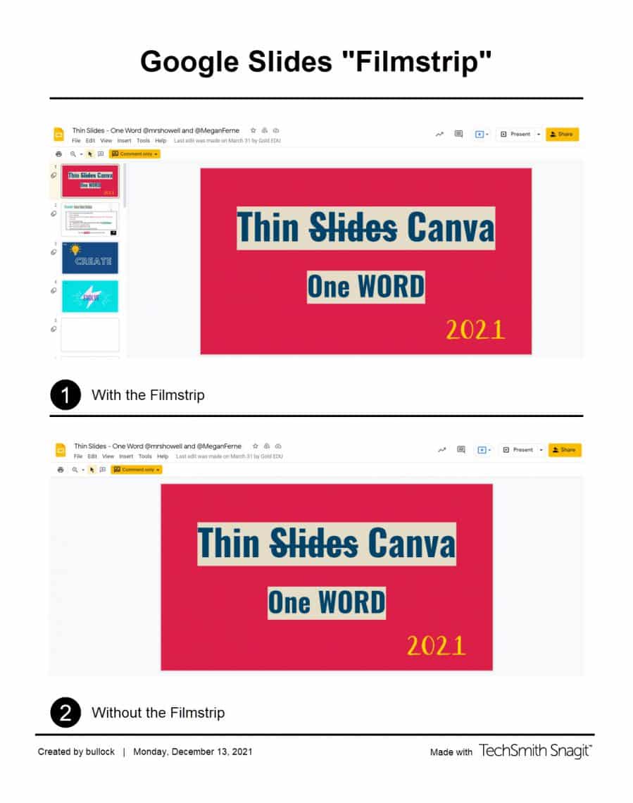 New Google Slides Option Show/Remove Filmstrip PCCSK12 Tech