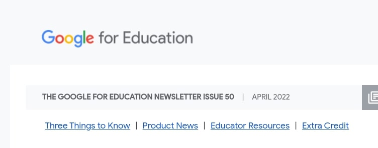 Google for Ed newsletter