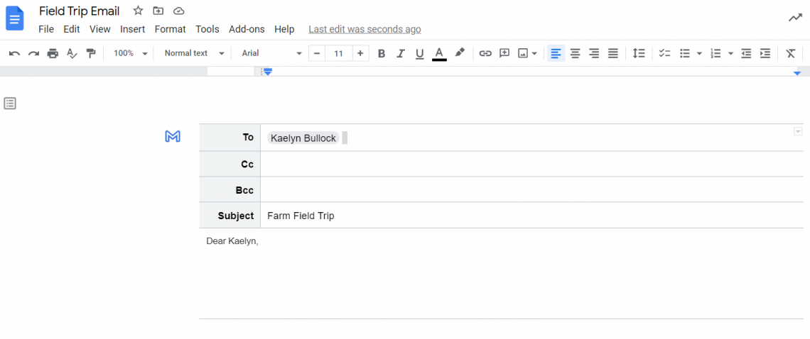 Google Docs Email Template