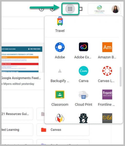 image showing where to find apps launcher
