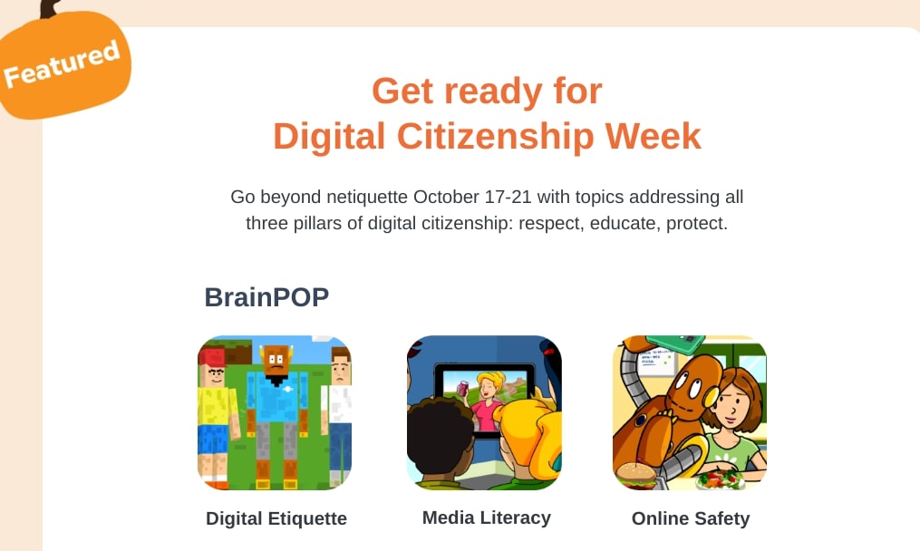 BrainPop October newsletter