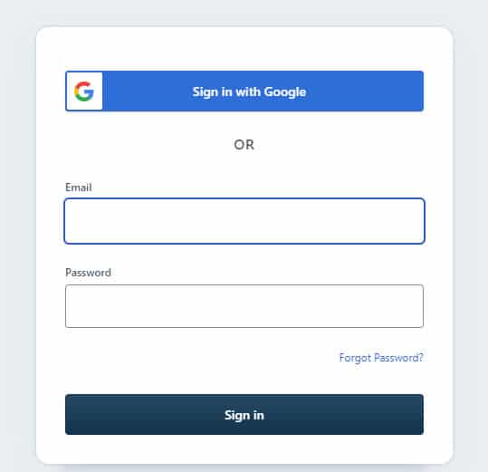 Google sign-in option