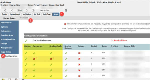 Configure gradebook