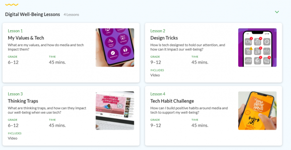 lesson collection on digital well-being