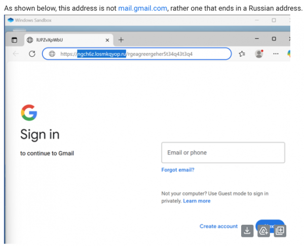 spoofed sign in Gmail screen