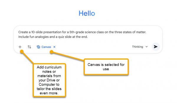 Directions for slides generator prompting