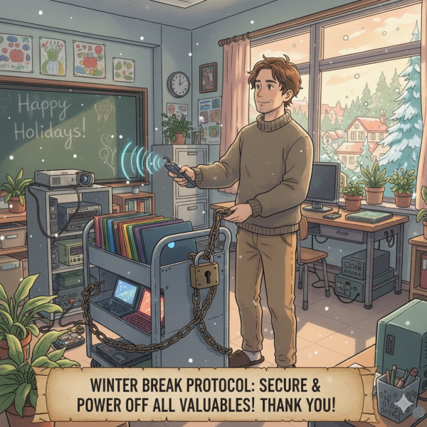 Decorative image reminding people to secure their tech.