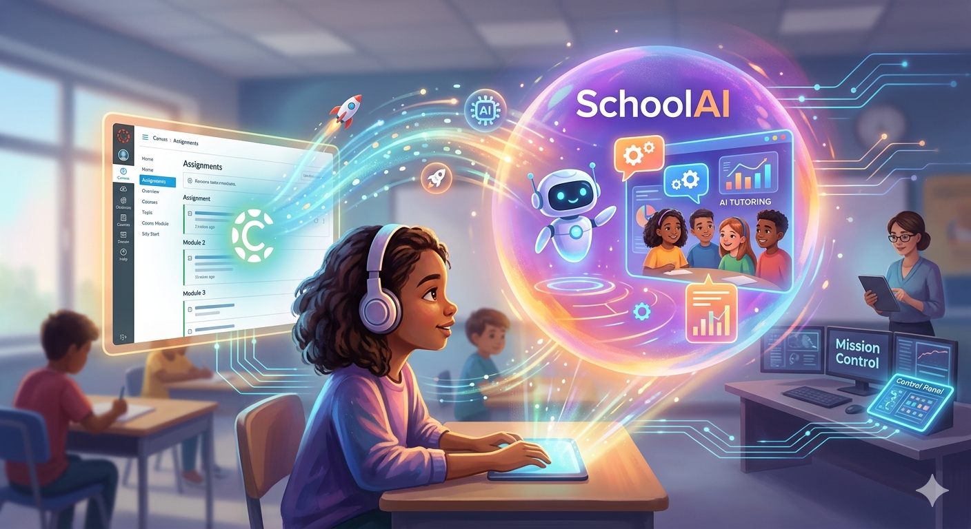 Student using SchoolAI in Canvas