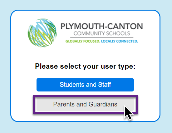 Canvas portal page showing the Parents and Guardians option